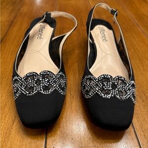 J. Renee Faleece Crystal Embellished Slingback Pumps in Size 7